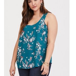 TORRID TURQUOISE FLORAL GEORGETTE TANK NWT